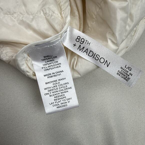 89th + Madison Down Puffer Jacket Sz L White Packable Lightweight Quilt Outdoor - Picture 3 of 8